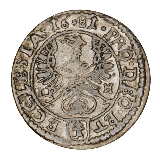 1 krajcar 1681 Fryderyk Heski Księstwo Nyskie Biskupów Wrocławskich Nysa
