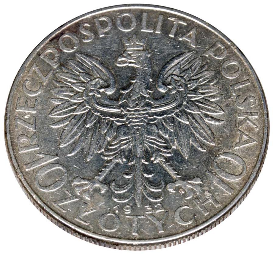 10 złotych 1932 II RP Warszawa Głowa kobiety